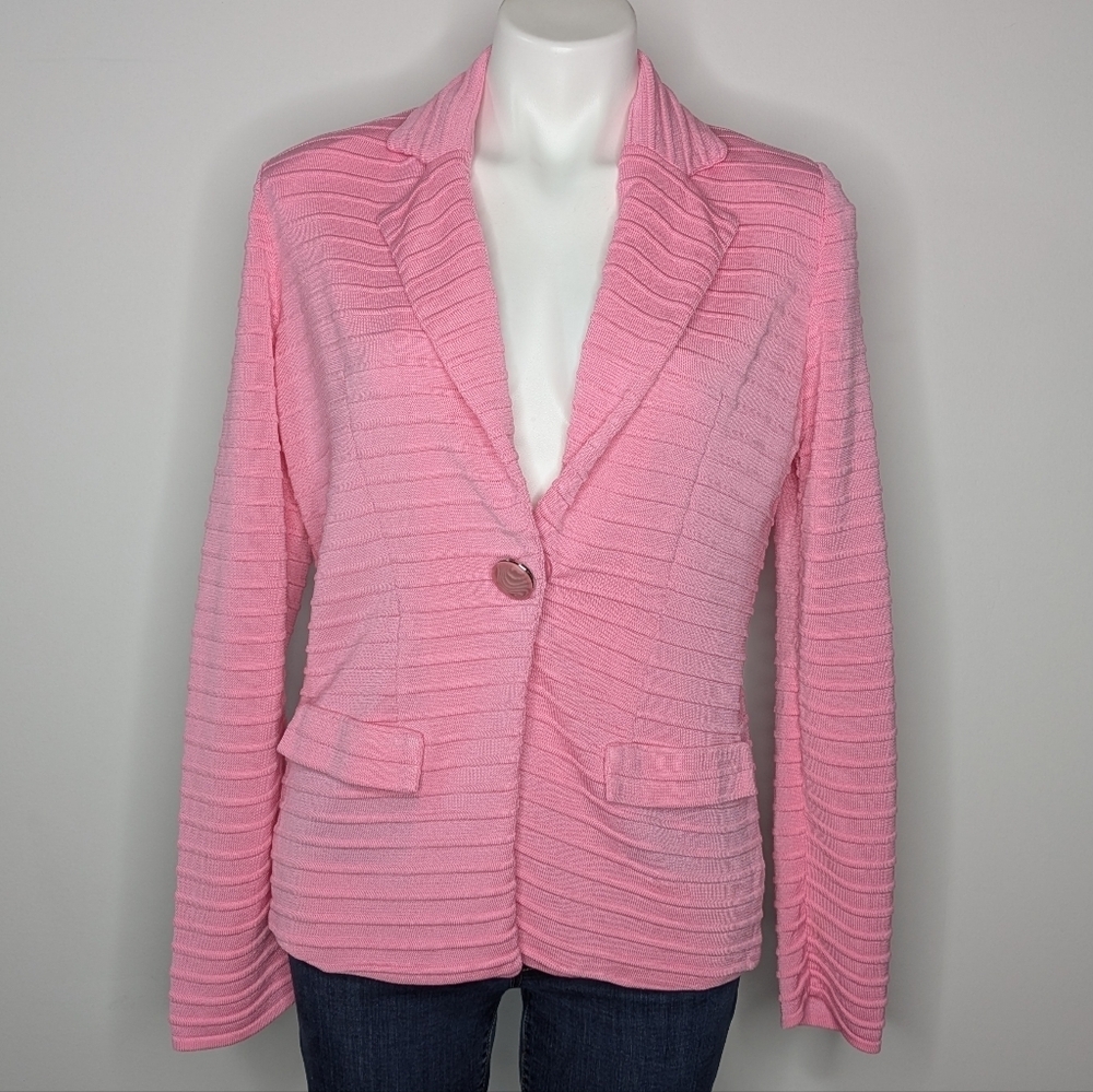 Misook Pink Textured Single Button Professional S… - image 1